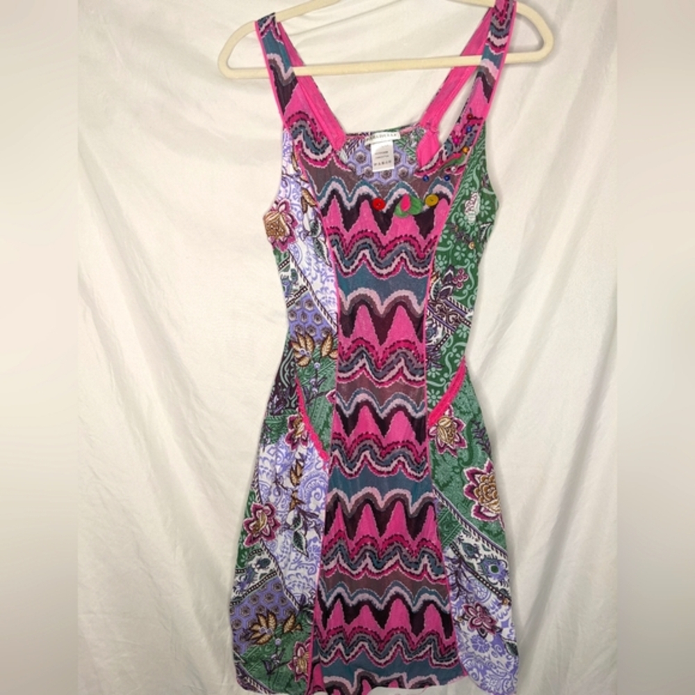 Farinelli Mixed Pattern Slip Apron Dress, Large